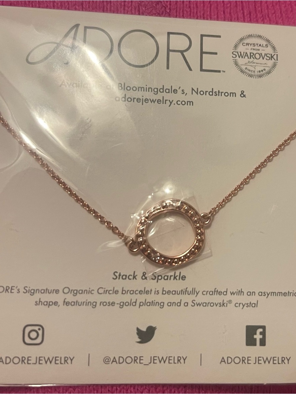 Adore Rose Gold Crystal Circle Bracelet